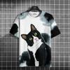 Summer Short Sleeve Animal Print Men's T Shirt Casual O-Neck Oversized Pullover Fashion Streetwear Male Clothing Cat T-Shirts