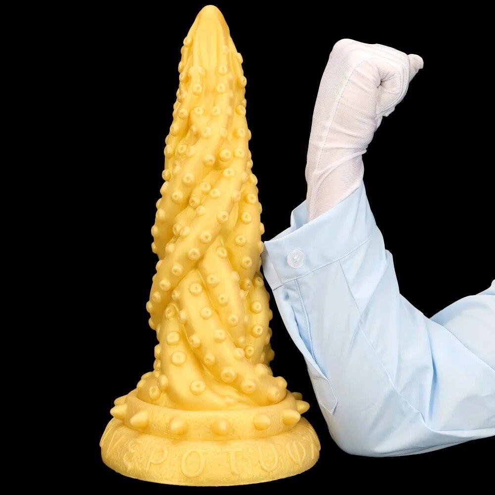 Очень большой золотой силиконовый анальный фаллоимитатор, анальный расширитель, фистинг, секс-игрушка для взрослых, ремешок на пенис, большой член, раб, БДСМ