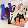 Fashion Handmade Cat Knit Handbag Casual Color Tote Bag Student Reusable Shopping Bags Women Mini Knot Wrist Bag