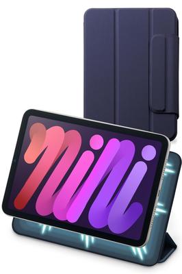 Elecom Чехол для iPad mini 7, A17 Pro (2024), и мини 6 (2021), Магнитная трехскладная подставка, легкая, тонкая, сопряжение и зарядка Apple Pencil, темно-синий