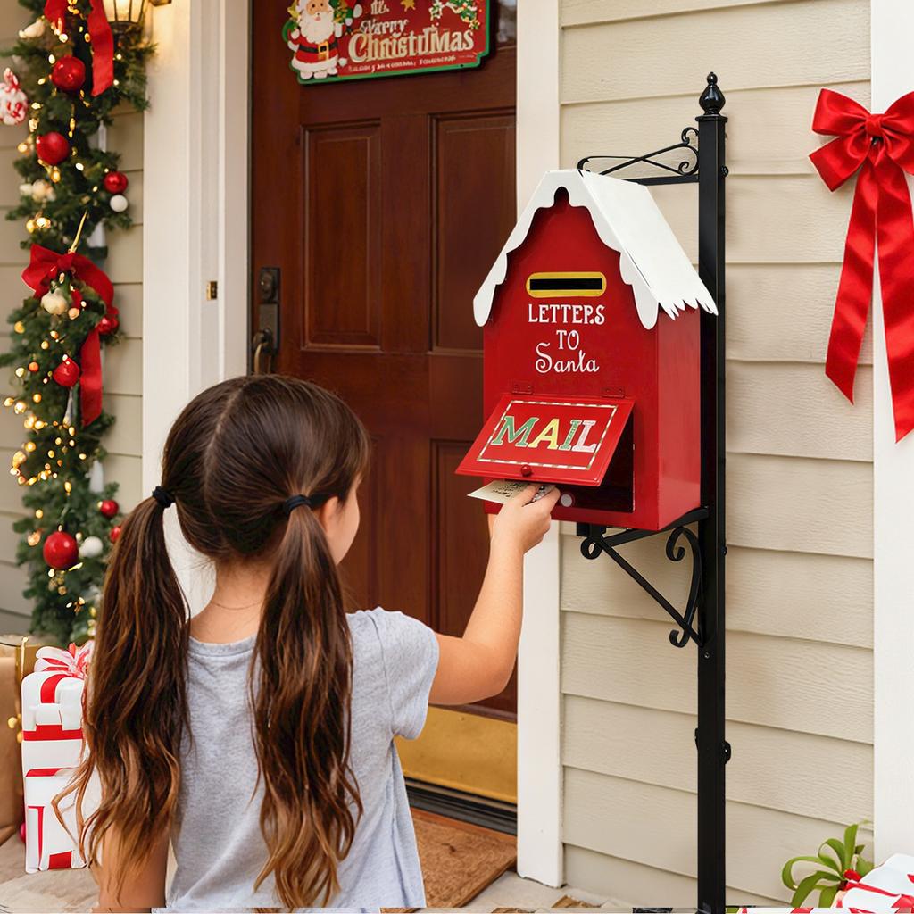 Рождественский почтовый ящик в виде кованого железного домика, Рождественская мебель и садовые украшения