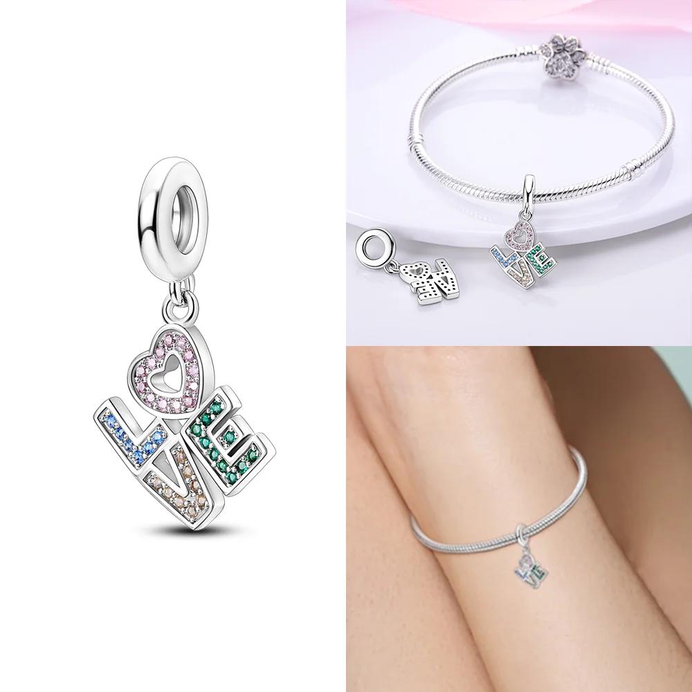 Розовый Шарм Сердце Любви Семьи Оригинальные Медные Бусины Подходят для Браслета Пандора Сделай Сам Сестра Мама Дружба Подвеска Изысканное Подарочное Ювелирное Изделие
