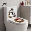 Holiday Bathroom Decor Christmas Snowman Wreath Toilet Sticker, Peel And Stick Seat Cover Decal, Removable Waterproof Lid Wall Sticker for Festive