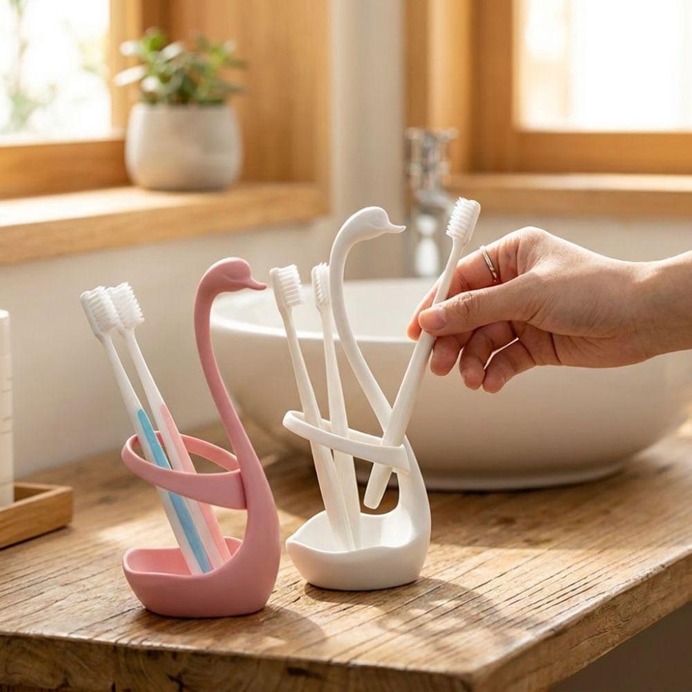 Plastic Swan Toothbrush Holder 3D Printing Toothpaste Stand Base Makeup Brush Shelf Home Use