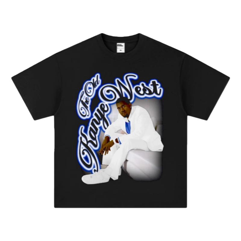 Kanye West Old West Album Cover T-Shirt Punk Oversized Streetwear Breathable Cotton Short Sleeve Classic Round Neck Unisex Tees