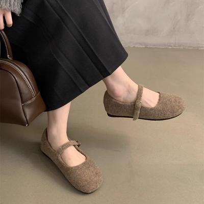 Сказочные иностранный стиль пушистые туфли женские зимние наряды французский вечерний темперамент женские бархатные туфли Мэри Джейн туфли на плоской подошве из хлопка