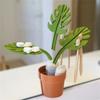Modern Bathroom Organizer Monstera Coaster Plant Self Adhesive Toothbrush Holder and Mirror Mount