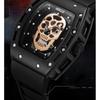 Domineering Skull Barrel Silicone Waterproof Sports Quartz Men's Watch with Gift Box