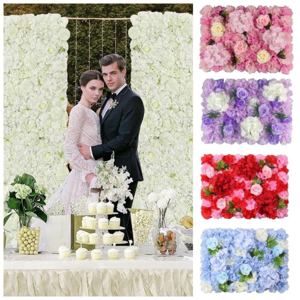 60X40cm Artificial Flower Wall Panels Realistic Silk Rose Flower Wall Birthday Party