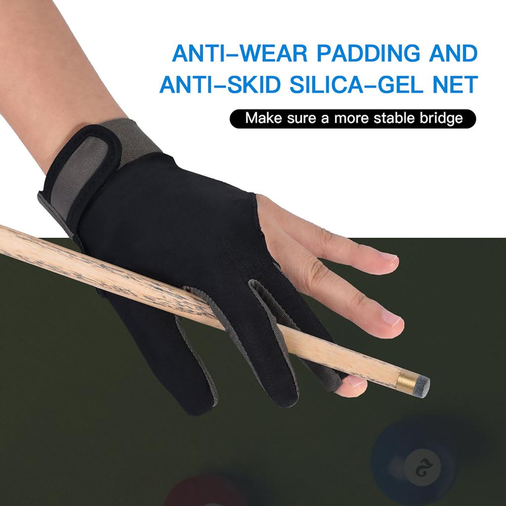 Billiard Glove Anti Skid Breathable Cue Sport Glove 3 Finger Super Elastic Sports Glove Fits On Left or Right Hand