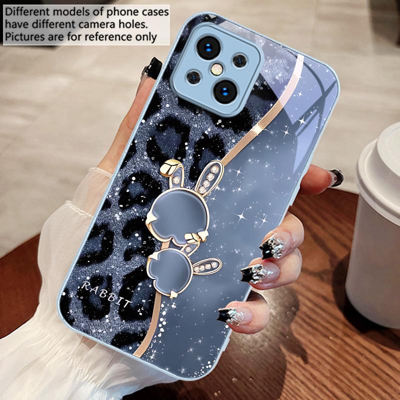 Мультяшный леопард и кролик Для Oppo Find X5 X8 Pro X3 Lite A72 58 73 54S F11 79 Reno 6 4Z 5G Nord N200 Закаленное стекло Чехол для телефона