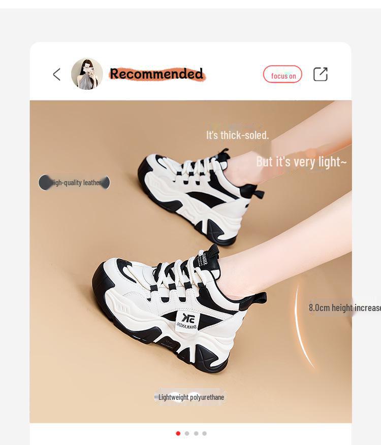 Женские туфли Dad Shoes из натуральной кожи на толстой подошве, увеличивающие рост и отделанные бархатом, повседневные спортивные кроссовки осень/зима 2024 года.