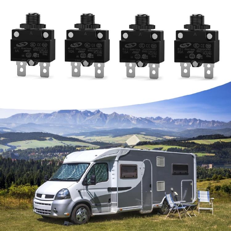 5A/10A/15A/20A Overload Protector Push Button with Waterproof Cover Circuit Breaker Over Current Protection Switch