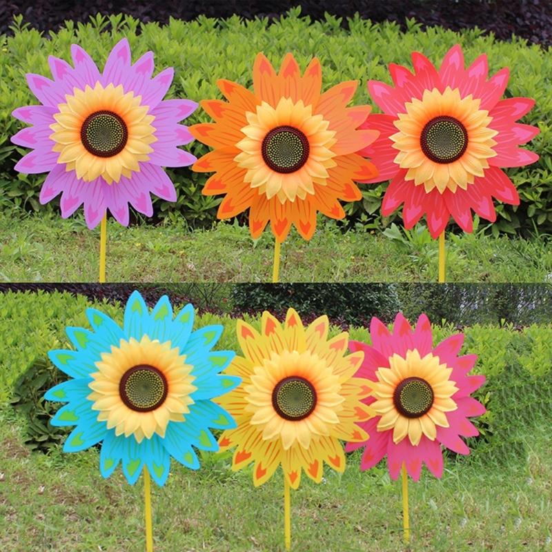 Winds Spinners for Lawns Patio Colorful Sunflower Pinwheel Toy Windmill Bulk 6pcs Party School Event Garden Lawns Pinwheels