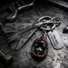 Metal Fighter Jet and Pilot Helmet Keychain Set with Commemorative Tag Durable Alloy Material for Collectors and Aviation Enthusiasts