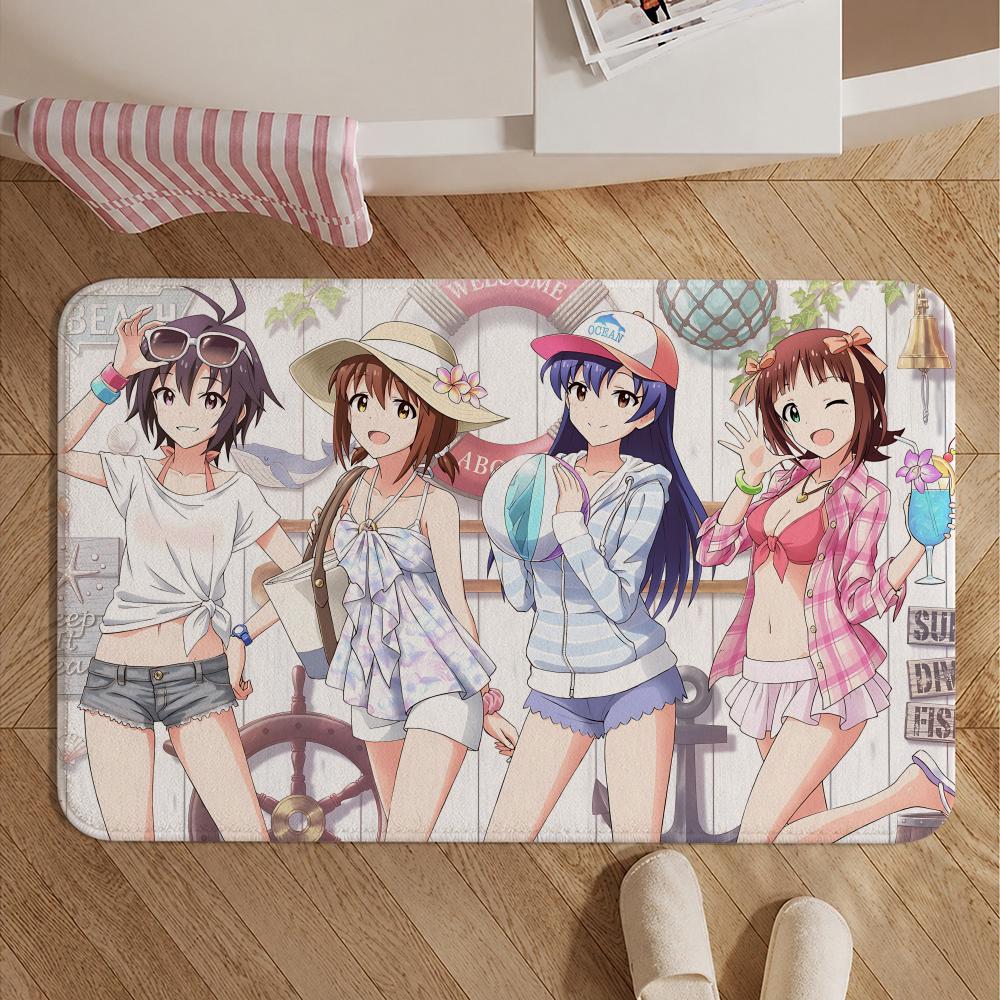 Game-THE IDOLM@STERS Floor Mat Soft Non-Slip Bath Mat, Bedside Carpet, Absorbent Doormat for Home