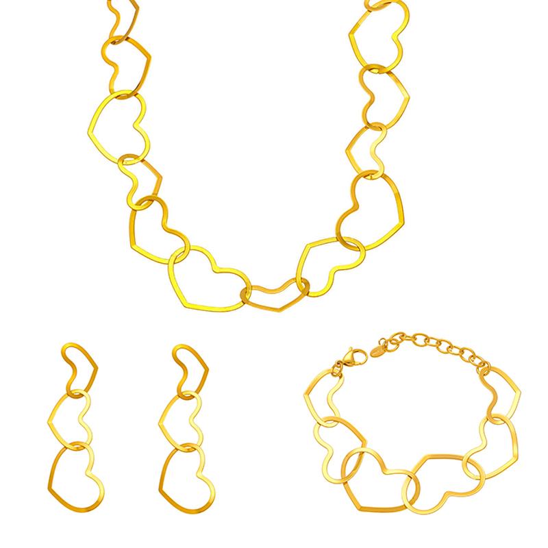 Толстая цепь ожерелье браслет серьги из нержавеющей стали с 18-каратным золотым покрытием наборы ожерелий браслетов серег-подвесок для женщин