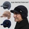 Knitted Hat with Ear Protection Moisture-Wicking Fabric Warm Breathable Design Soft Fleece Lining