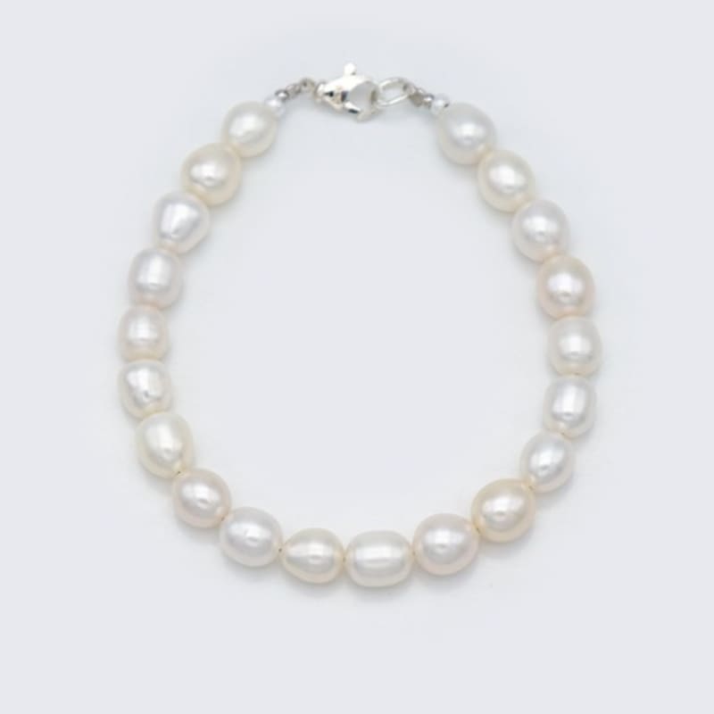 BONBEAU Unique oval water pearl Bracelet Unique oval freshwater pearl layered bracelet 7mm