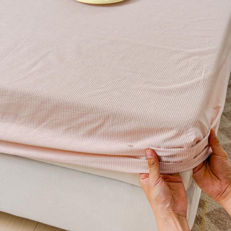 Stripe Style Fitted Sheet Pure Cotton Bed Cover Skin-friendly Bedsheet Girls Boys Room Mattress Protector sabanas(No Pillowcase)