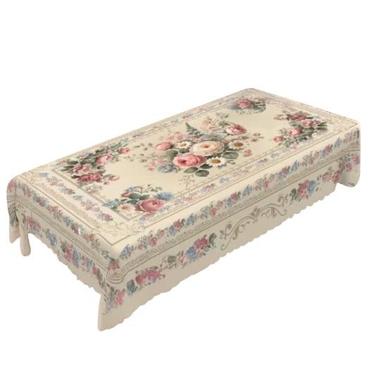 Мексиканская Цветочная Скатерть Прямоугольная Скатерть с Узором в Стиле Народного Искусства с Зубчатым Краем Цветная Цветочная Покрышка для Обеденного Стола Декор для Вечеринки