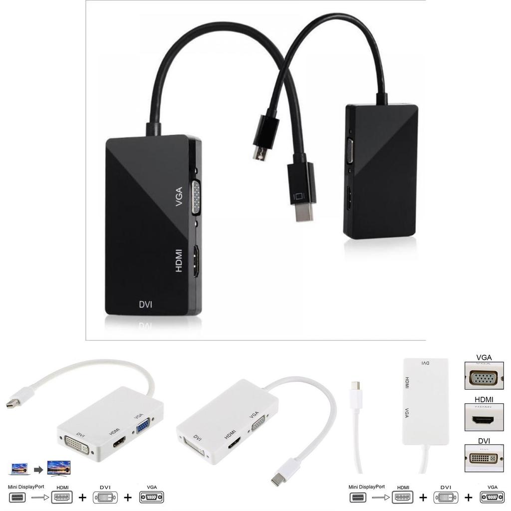 Мини DisplayPort к HDMI DVI VGA 3-в-1 адаптер с чипсетом для Macbook Pro Air для настройки нескольких мониторов