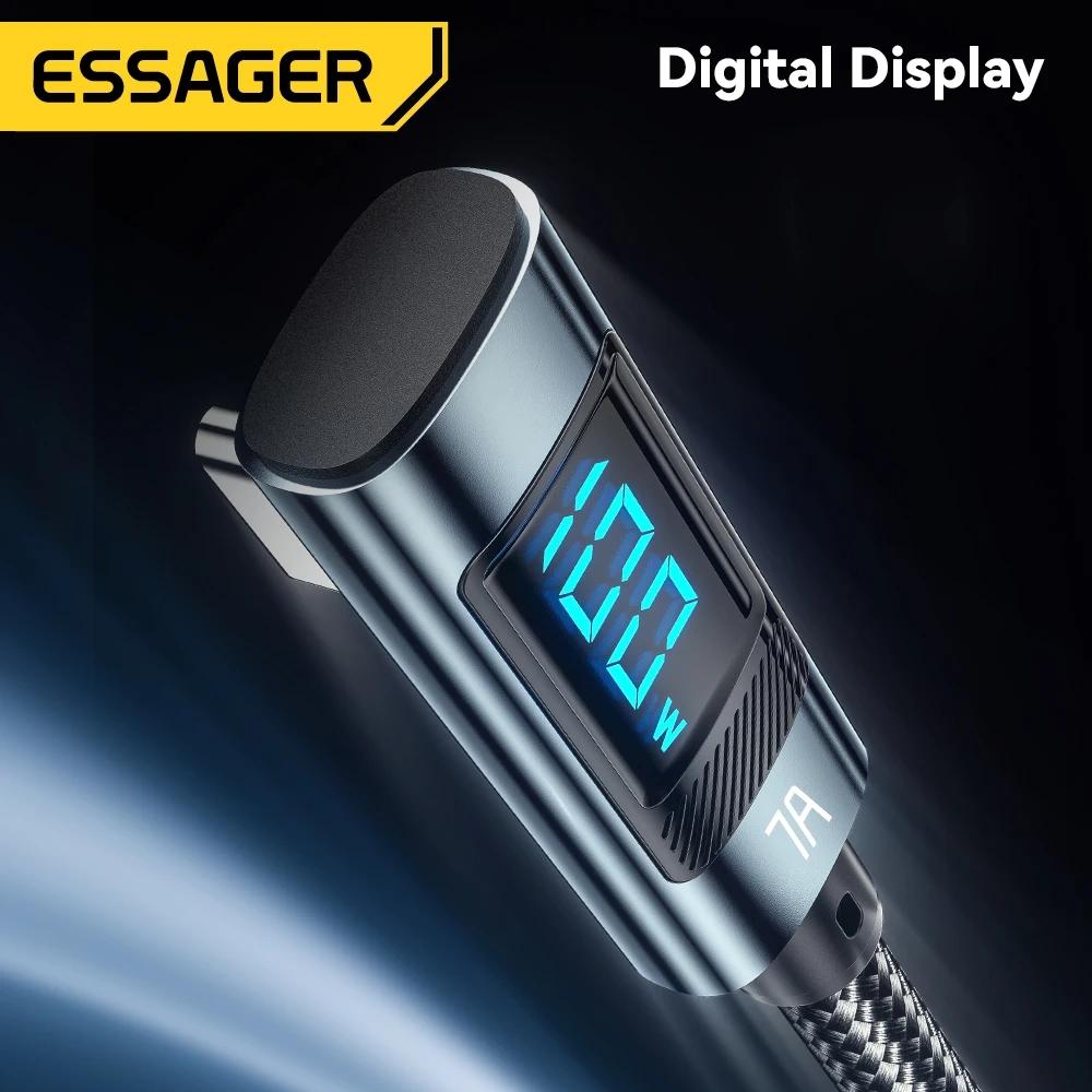 Essager 7A 100 Вт USB C кабель для быстрой зарядки цифровой дисплей локоть типа C кабель для Huawei Mate60 Pro Xiaomi Samsung Vivo шнур для передачи данных