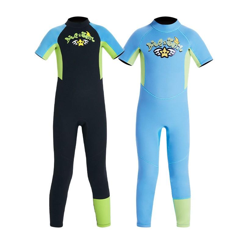Kids 2.5mm Neoprene Short Sleeve Full Wetsuit Boys Warm Water Surfing Snorkeling Swimming Gear