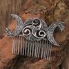 1pc Novel Celtic Triple Moon Hair Comb Antique Finish Intricate Pagan Wiccan Vibes Ideal Boho Ritual Styles Mystical Fashion