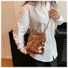 Ielgy Fashion Sequined Shoulder Messenger Bag Large Capacity Bucket Bag