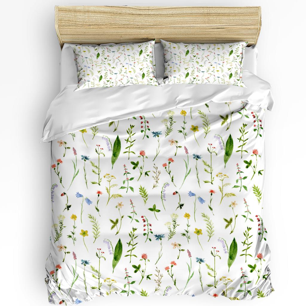 Lavender Purple Flowers Leaves Retro 3pcs Bedding Set For Bedroom Double Bed Home Textile Duvet Cover Quilt Cover Pillowcase