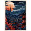 Токийский пейзаж Аниме Иллюстрация Принт Японская Ночная Сцена Постер Фудзи Винтажный Стиль Живописи Арт Декор Холст Настенное Искусство Ретро