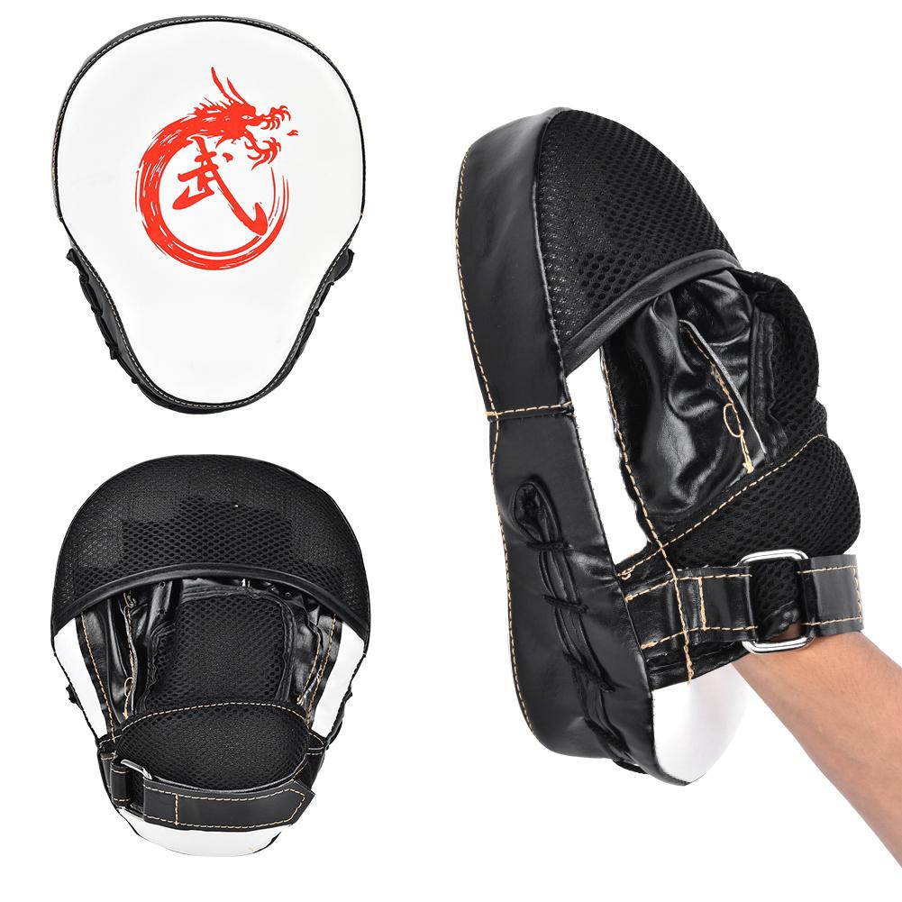 PU Leather Curved Boxing Hand Target Mitt Punching Pad Kickboxing Thai Training Fitness