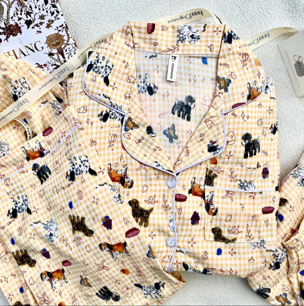 Клетчатый пижамный комплект Hello Kitty - Женский короткий рукав Весна/Лето 3 предмета