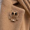 Hollow Animal Metal Pin Light Luxury Owl Badge Pin Fashion Jewelry Owl Rhinestone Brooch  Gifts