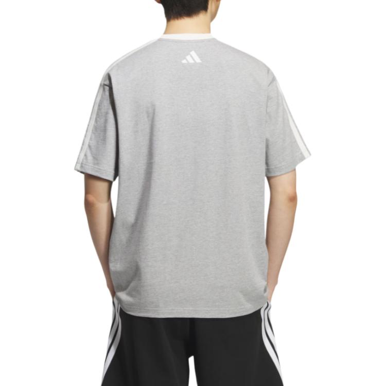 adidas Ss25 Футболка Свободного Кроя Круглый Вырез Спортивная Свободная Футболка с Коротким Рукавом Мужские Топы KF2479
