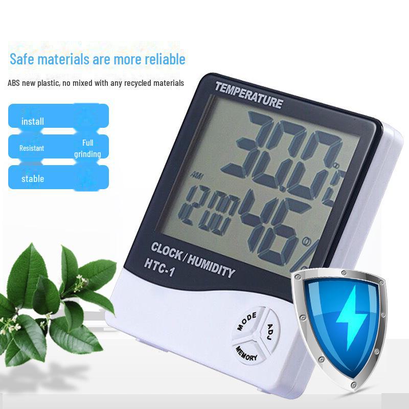 Цифровой комнатный термометр и гигрометр HTC-1 с будильником для детских комнат