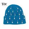 Fashionable Street Style Beanies Waterdrop Rhinestone Knit Hat, Bling Stretchy Winter Cuffed Knitted Outdoor Cold Weather Headgear Skull Cap for Women