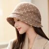 Элегантная шляпа-ведро с темпераментом, женская модная шляпа-ведро на осень и зиму, женская зимняя вязаная шерстяная шапка, уличная дорожная ветрозащитная шляпа