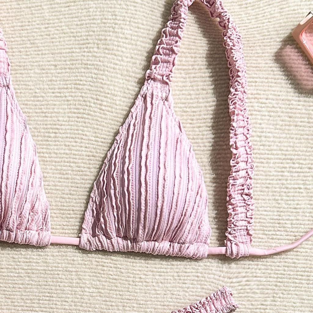 2024 Европейский и американский однотонный сексуальный купальник-бикини женский - Пляжная одежда в стиле Инс