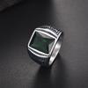 Vintage Men's Ring Red Black Green Square Zircon Finger Ring Punk Men's Jewelry Party Gift