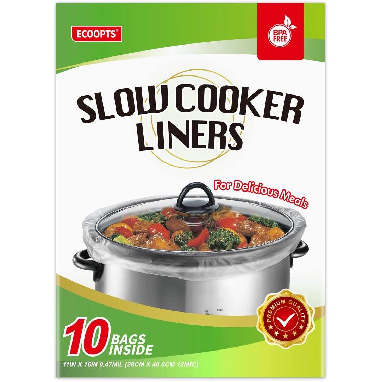 ECOOPTS Slow Cooker Liners Disposable Cooking Bags Small Size Pot Liners Fit 1QT to 3QT Suitable for Oval & Round Pot (10)