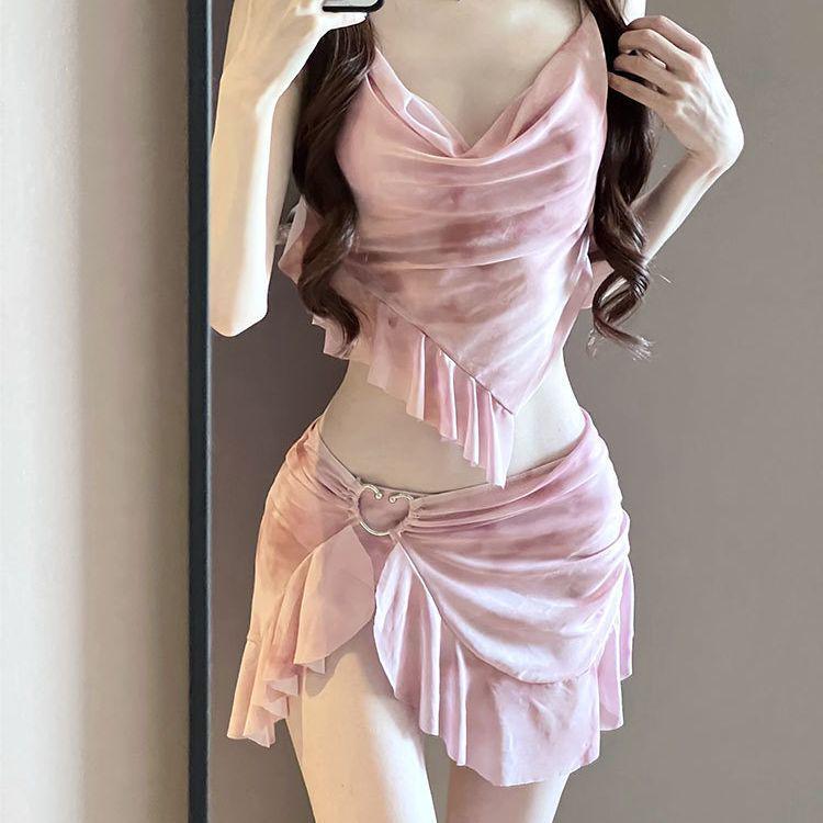 Женский трехсекционный набор бикини из Таиланда: Высококачественный, Раздельный дизайн, Консервативное прикрытие, Идеально подходит для отпуска на море и горячих источников.