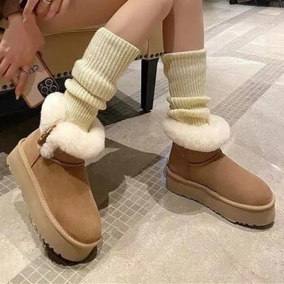 2024 Новые удобные женские зимние ботинки на толстой подошве, повседневные женские ботильоны без застежек, мягкая плюшевая теплая зимняя обувь Botas Femininas