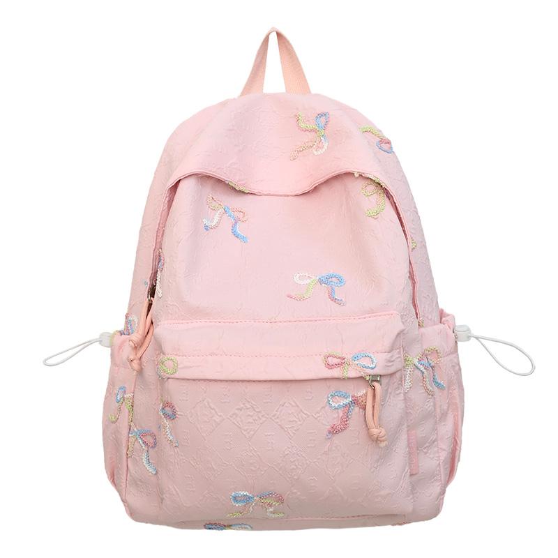 Студенческий школьный рюкзак с вышивкой в виде банта, женский рюкзак большой вместимости
