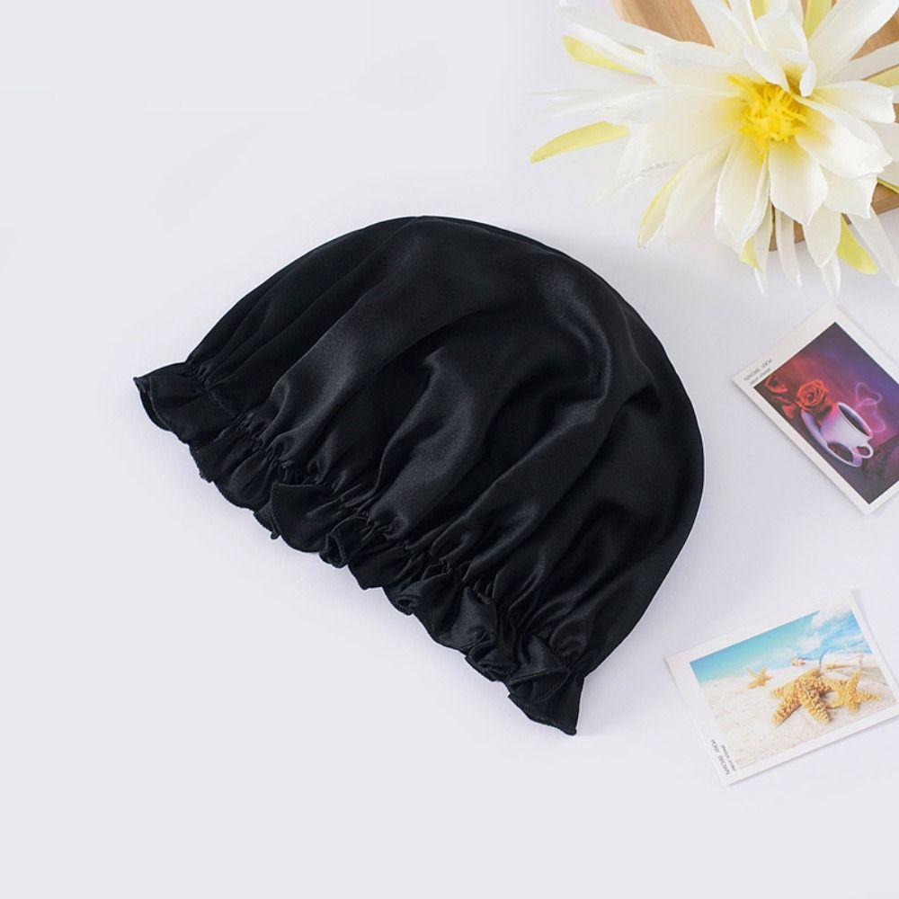 Elastic Large Silk Sleeping Cap Fashion Hair Loss Hats New Women Hair Bonnets