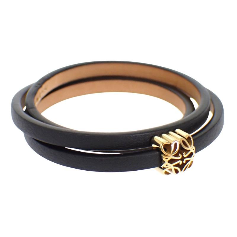 LOEWE  J242TWLX03 S bracelet black Calfskin/Brass Women