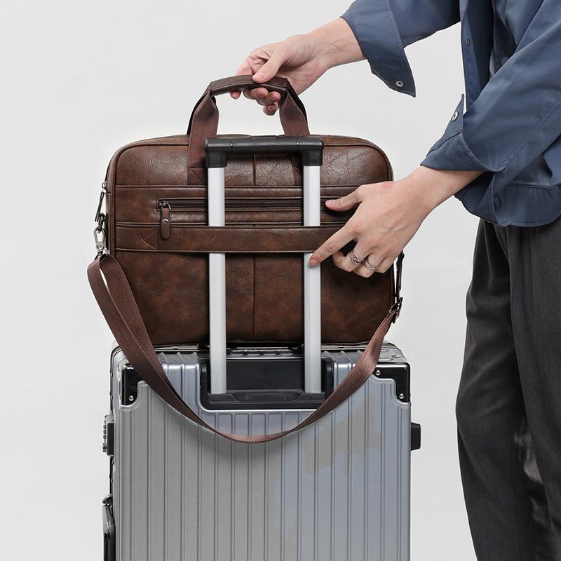 Многофункциональная застежка-молния, деловой портфель, большая вместимость, сумка для ноутбука 15,6 дюйма, мужская сумка через плечо