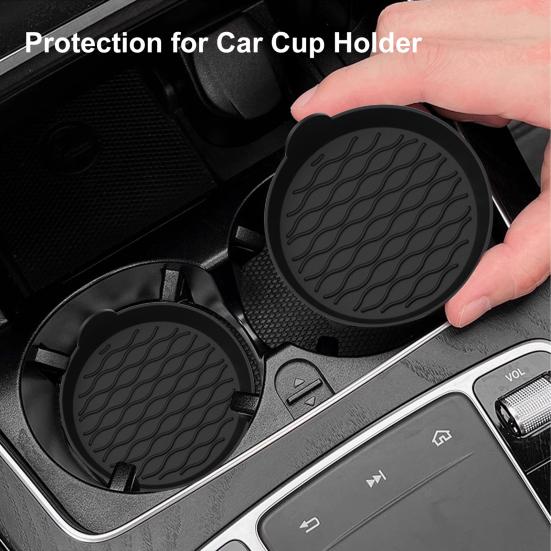 Car Cup Coaster Silicone Non-Slip Water Cup Mat with Finger Groove Design Washable Car