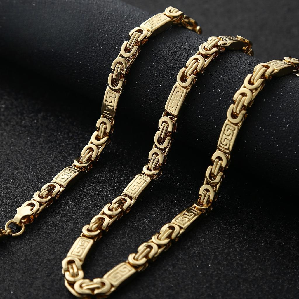 Модное, трендовое, персонализированное мужское ожерелье с узором Великой Китайской стены и чередующимися цветами, ручная работа, плоская цепочка, 2025